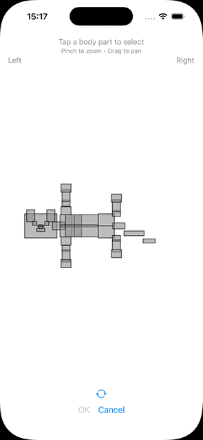 Cat body part selection animation