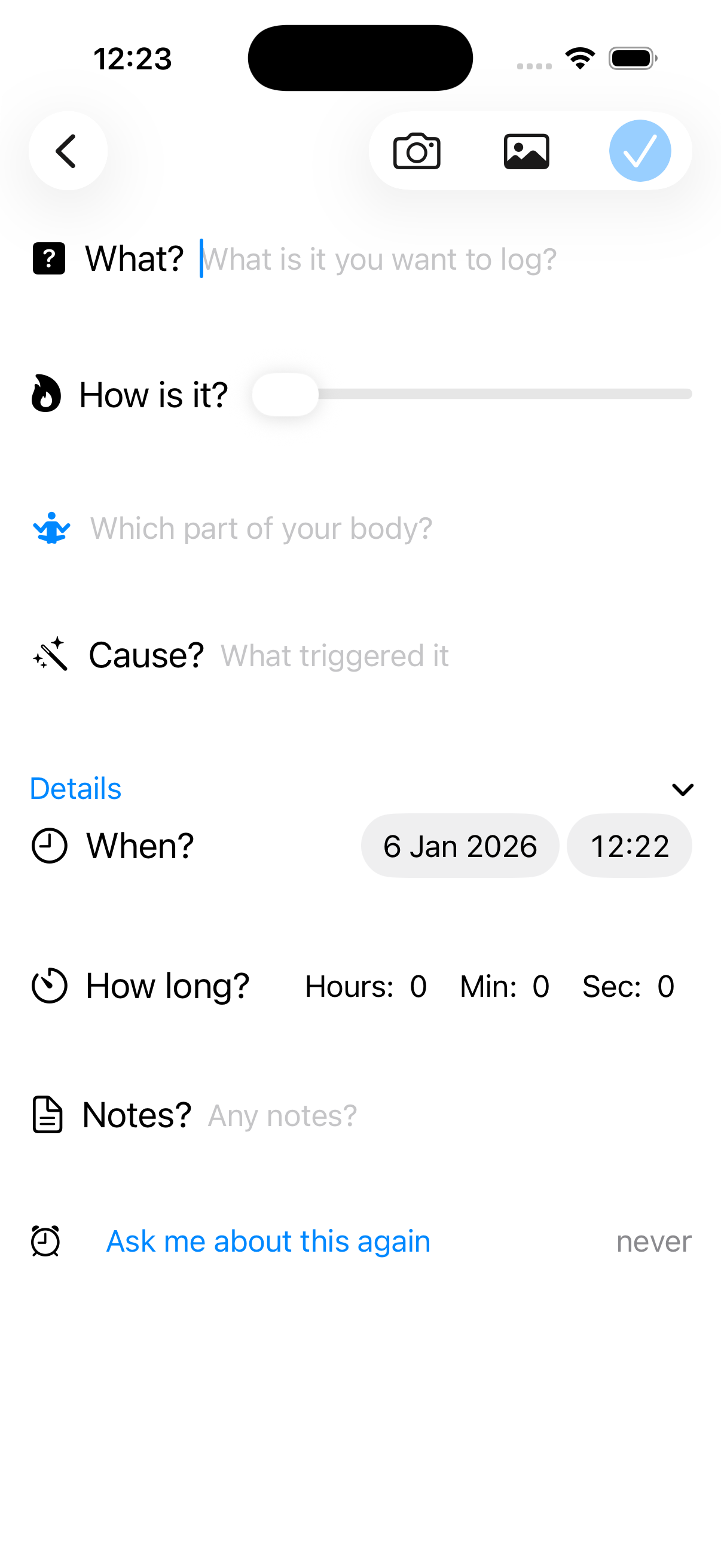 Logging an item with full detail